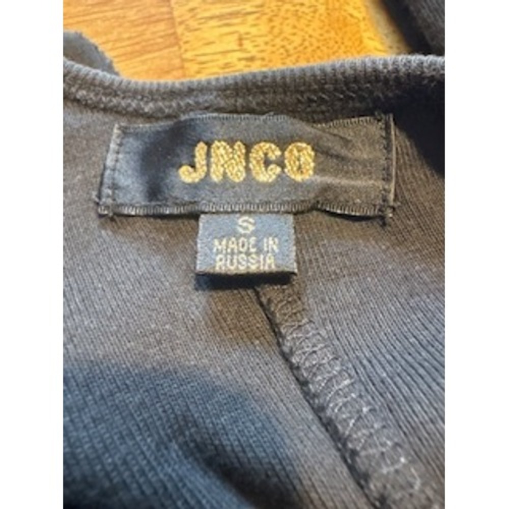 Vintage JNCO Jeans USA One Shoulder Dress Small Black Sacred Motor Fringe Biker - Picture 7 of 8
